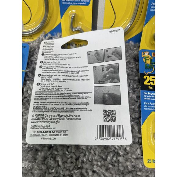 7 Pack OOK Monkey Hook Flush Mount Picture Hangers Home Improvement New - Picture 6 of 9